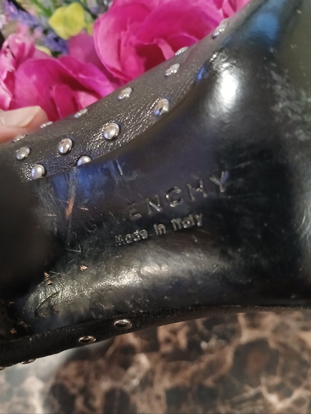 Givenchy Black Studded Peep-Toe Stiletto Heels - Picture 8 of 10